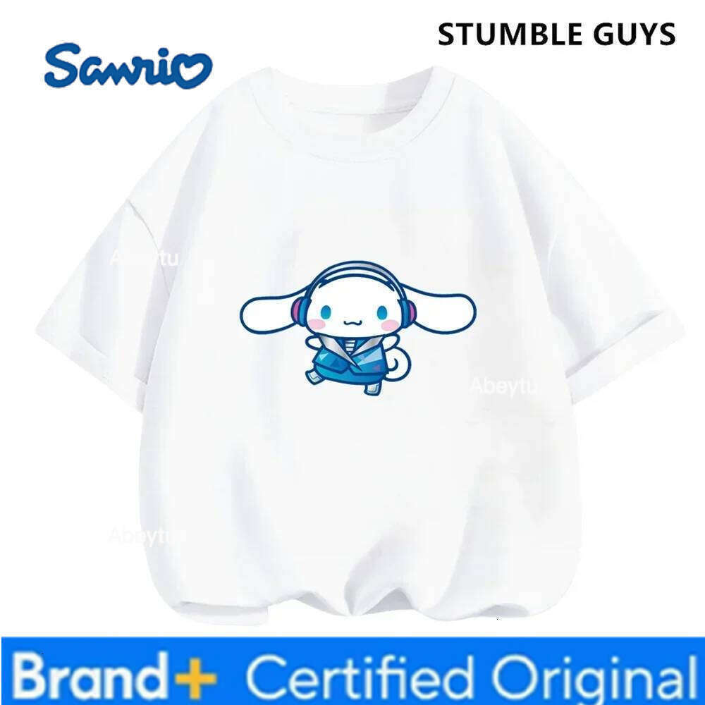 Sanrio 2024 New MINISO Cinnamoroll Children's Clothing Girls Summer Boys Short-sleeved Cartoon T-shirt Baby Trucksuit H2601201
