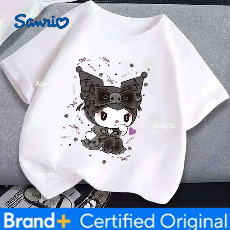 Sanrio Crayon Shinchan New Children's Cute Cartoon 3D Black White T-shirt Short-sleeved Boys and Loose Clothing H260120