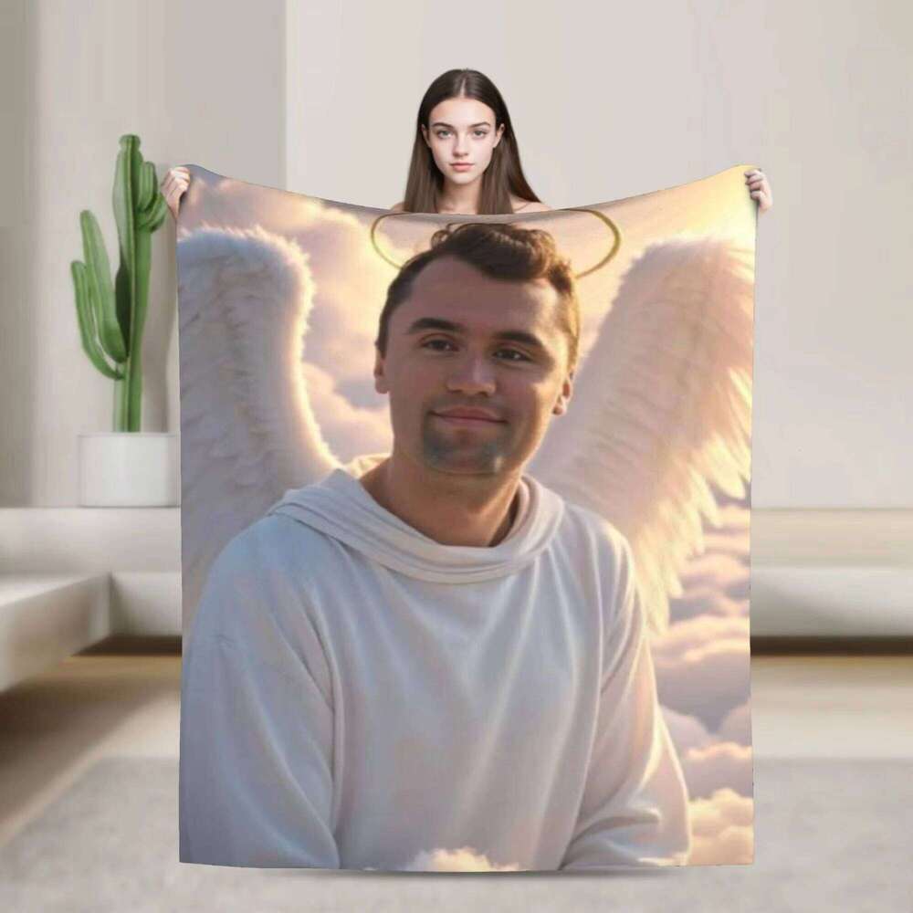 Students Travel Charlie Kirk Angelic Advocate Flannel Blanket Warm Throw For Bedroom Airplane Novelty Bedspread W260120