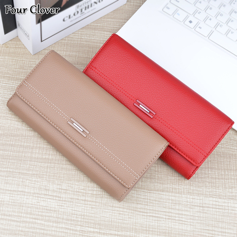 Ladies Wallet Long Multi-Card Slot Card Holder Soft Leather Wallet Simple Fashion Large Capacity 3-Fold Clutch Luxury Wallet Multi-Function Men's