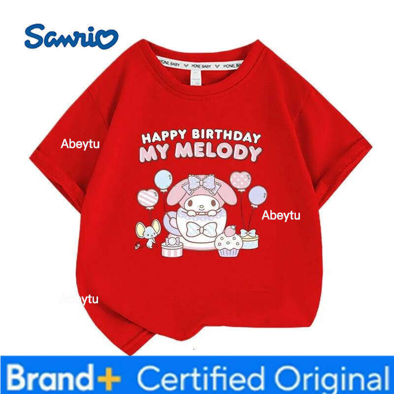 Sanrio Summer Baby Girls 100% Cotton Clothes Kid Children Girl Cute My Melody Printed T-shirts Cartoon Short Sleeve Top Outfits H260120