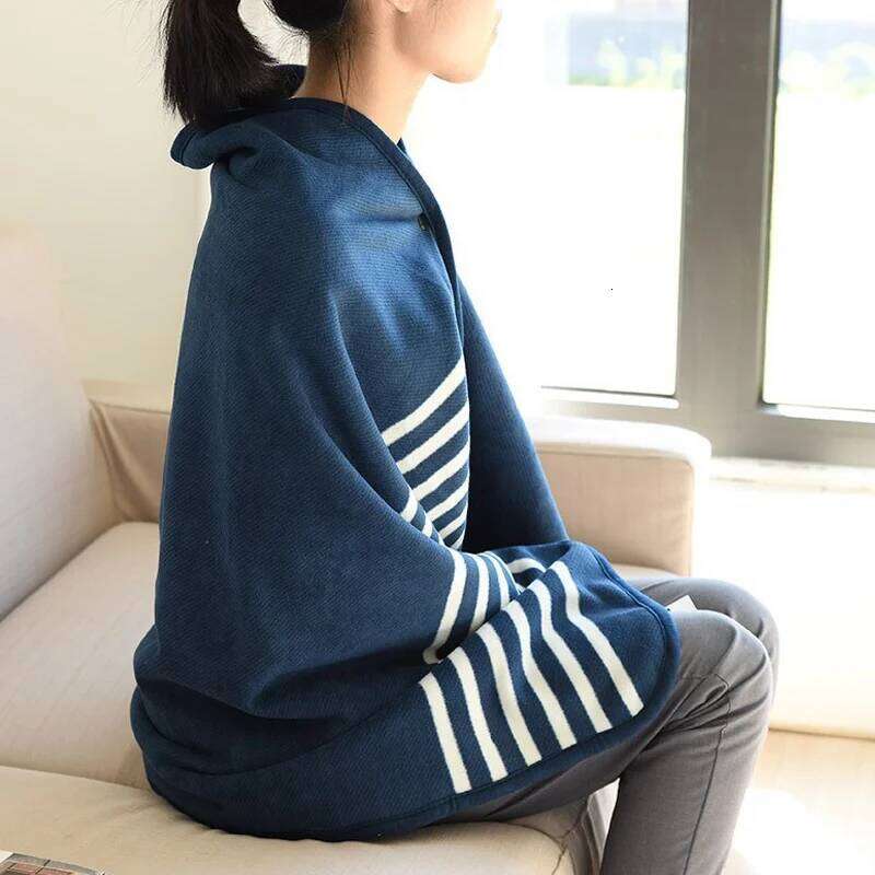 1PC Wearable Shawl Flannel Lazy Casual Office Retro Grid Stripes Warm Blanket For Winter 80135cm W260120