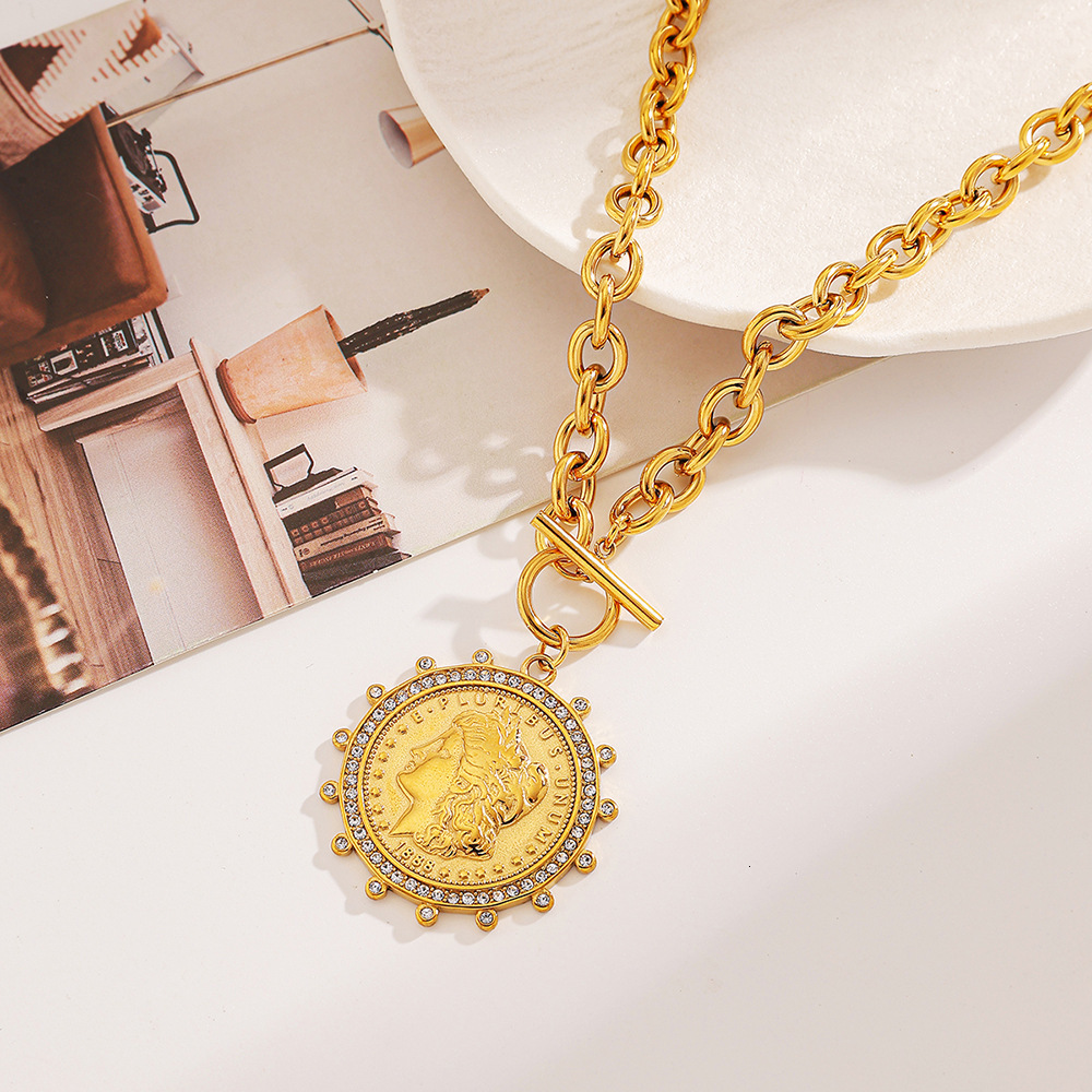 Ying Stainless Steel Steel Necklace Female Emperor Portrait OT Clasp Ins Fine Polishing Vacuum Plated 18k Gold Female251028