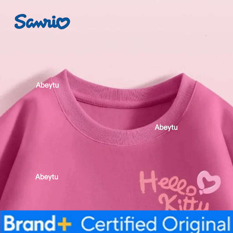 Sanrio Summer Baby Girls 100% Cotton Clothes Kid Children Cute Hello Kitty Printed T-shirts Cartoon Short Sleeve Top Outfits H260120