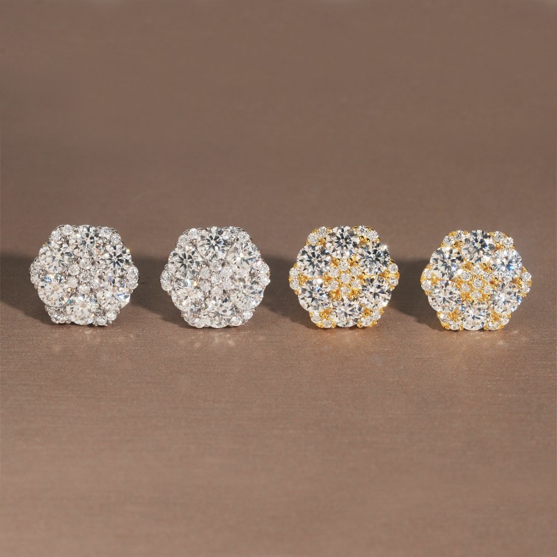 Jewelry Earrings S925 Silver Moissanite Flower Iced Out Stud Earrings for Women Men Designer Hip Hop Luxury Jewelry - view 5