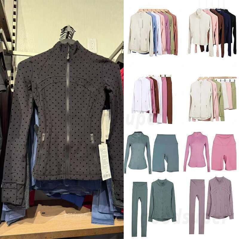 Luluity lemonous Women Leggings Shorts luluity lemonous Men Women Sets Jackets Gym Define Polka Dot Jackets Elastic Waist Yoga Workout Fitness Activewear Sport qw2