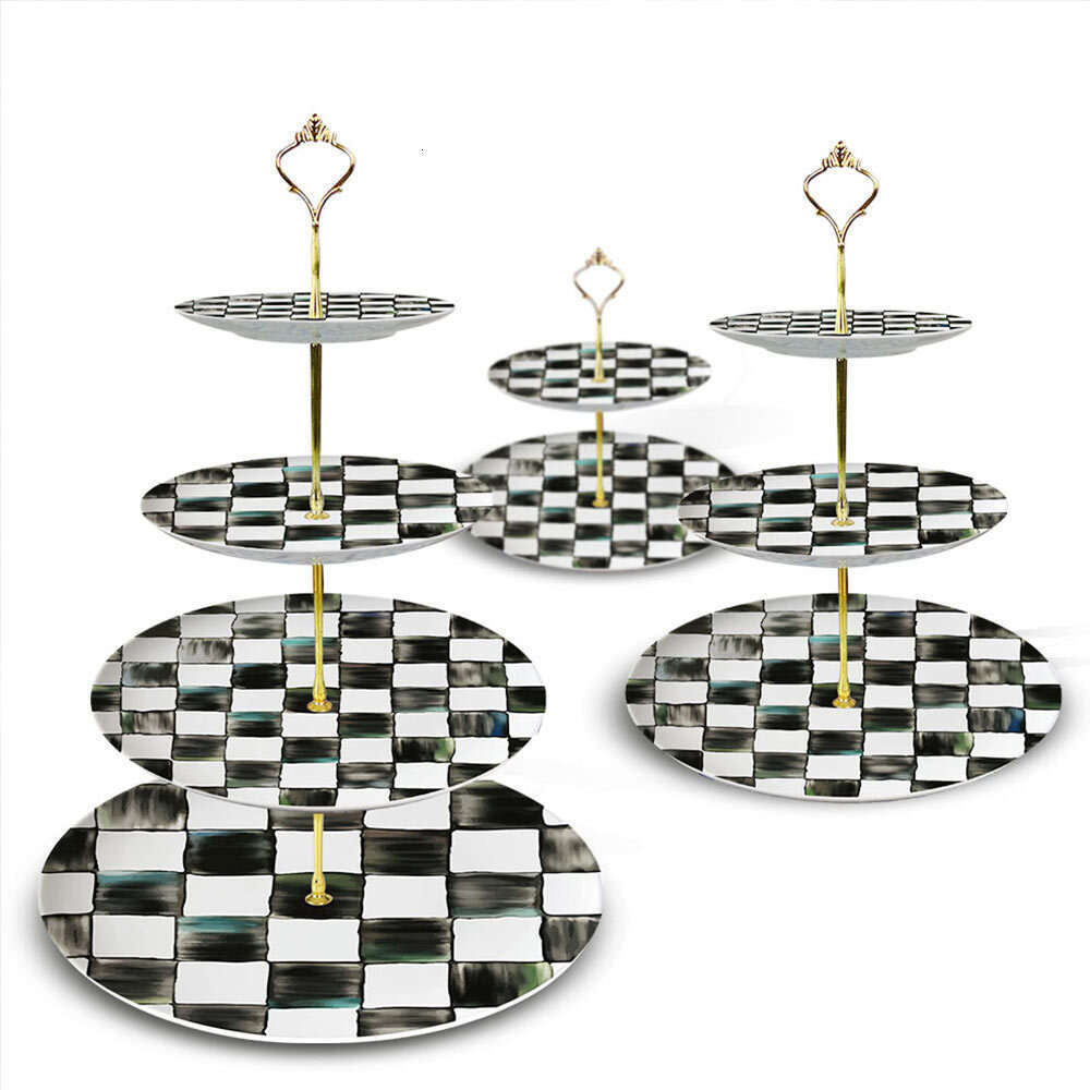 Kitchenware Creative Western Plates Black White Bone China Flat Dishes Dining Room Wedding Banquet Tableware Household Ceramic Decor