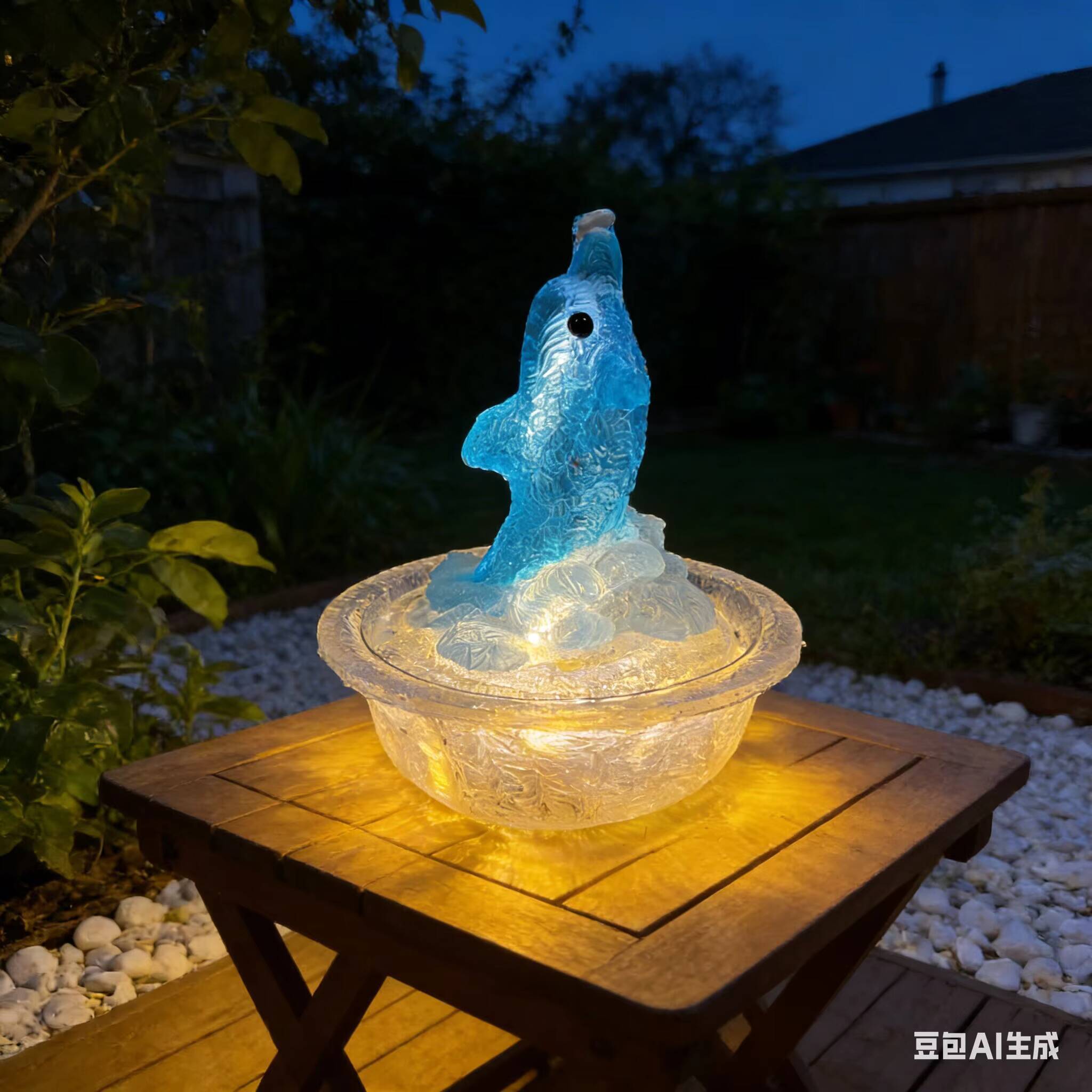 USB Dolphin LED Fountain Night Light - Romantic Desktop Decoration