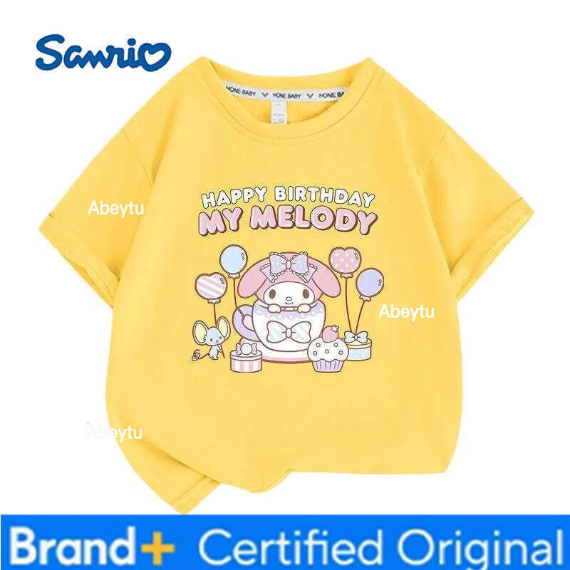 Sanrio Summer Baby Girls 100% Cotton Clothes Kid Children Girl Cute My Melody Printed T-shirts Cartoon Short Sleeve Top Outfits H260120