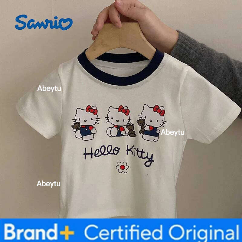 Sanrio 2Pcs cute Short Sleeved Shorts Hello Kitty T-Shirt and Set Kawaii Anime Girl Skirt Clothing Outdoors Festival Gift H260120