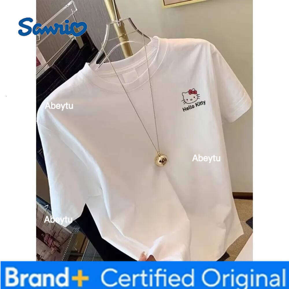 Sanrio MINISO Hello Kitty Fashion Minus Age Printing Round Collar Short Sleeve Cotton T-shirt Coat in The Summer of 2025 Men and Women H260120