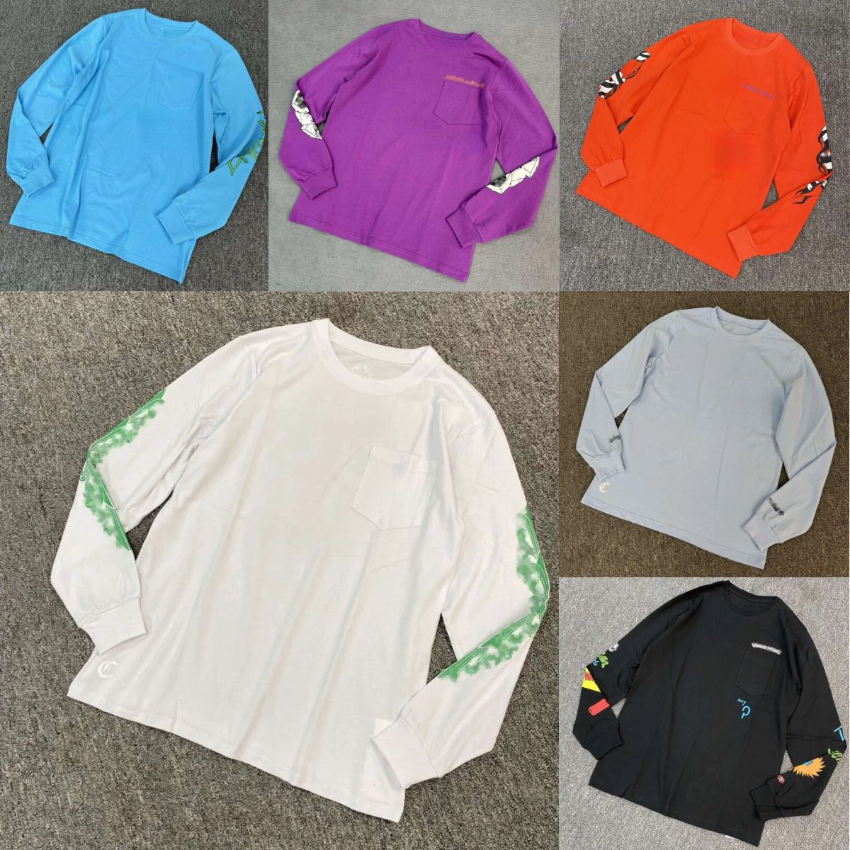 Chrome Shirts Designer Tshirts Chrome Printed T-Shirts Spring And Summer Long-Slved Sweatshirts Mattyboy Hoodie Sbuy Long Slved Graphic Chomeheartstshirt ZTS021