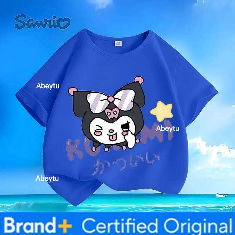 Sanrio Global Hot Sale Summer New Arrival Kuromi Print KidsT-shirt Crew Neck Versatile Skin-friendly Breathable Comfortable Tops H260120