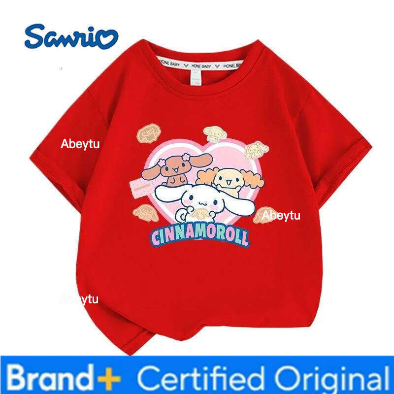 Sanrio Summer Baby Girls 100% Cotton Clothes Kid Children Boys Cinnamoroll Printed T-shirts Cartoon Short Sleeve Top Outfits H2601201
