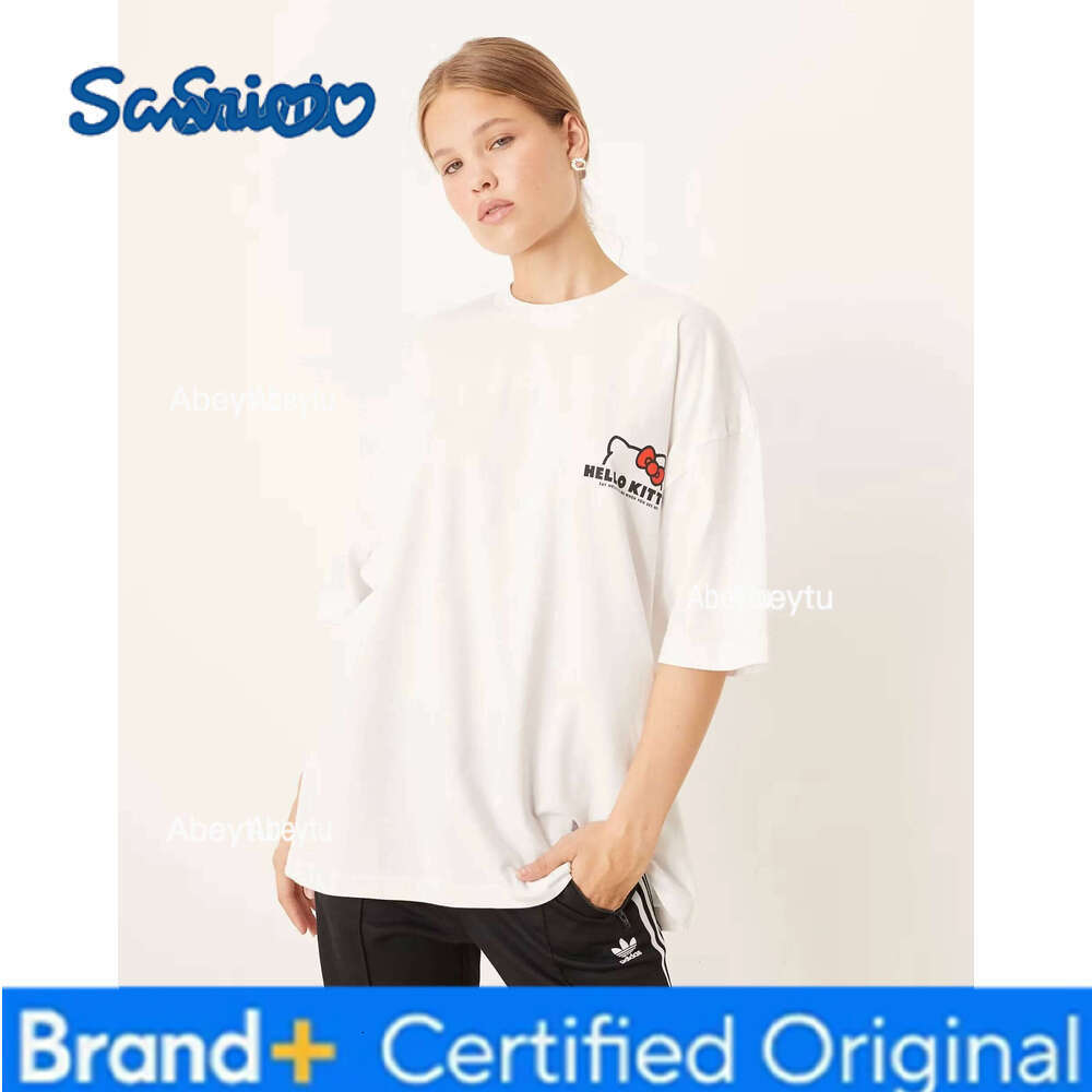 Sanrio Hello Kitty Kawaii Pose Oversized Cartoon Print Adult Kids T-Shirt Family Summer Quick-dry Soft Comfy Lightweight Stylish H260120