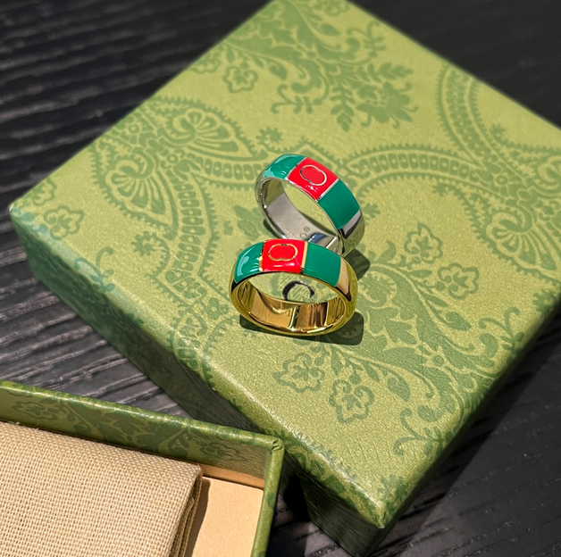 Designer Ring Classic Red Green Enamel Ring High-end titanium steel ring Fashion Couple Letter Ring Mens womens exquisite rings Perfect holiday party gift