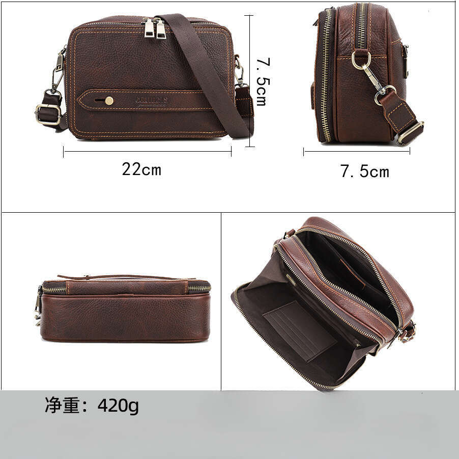 Luxury Shoulder Bags Totes Hobo Black Angel Crazy Horse Leather Crossbody European And American Trend Double Zipper Men S Clutch Bag SENYY