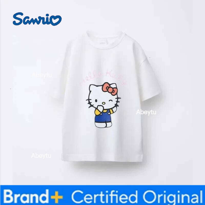 Sanrio 2025 Suit New Summer Cotton Hello Kitty Children's Short-sleeved Clothes Thin Half-sleeve Top Casual Clothing H2601201