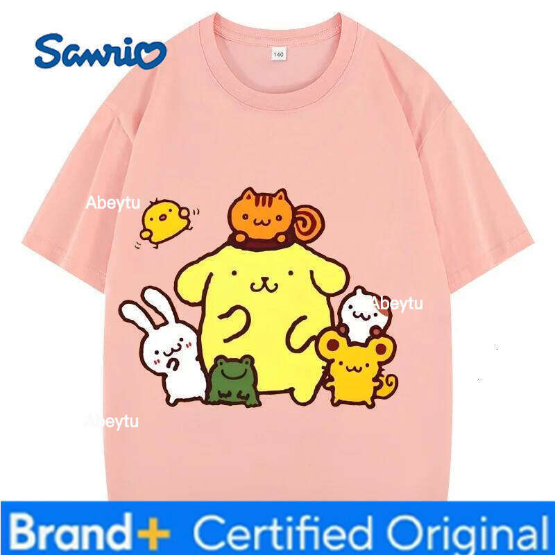 Sanrio Pom Purin Tshirt Kids Cartoon Casual Summer Short-sleeved Girls T-shirt Men Clothes BoysTeen Clothing H260120