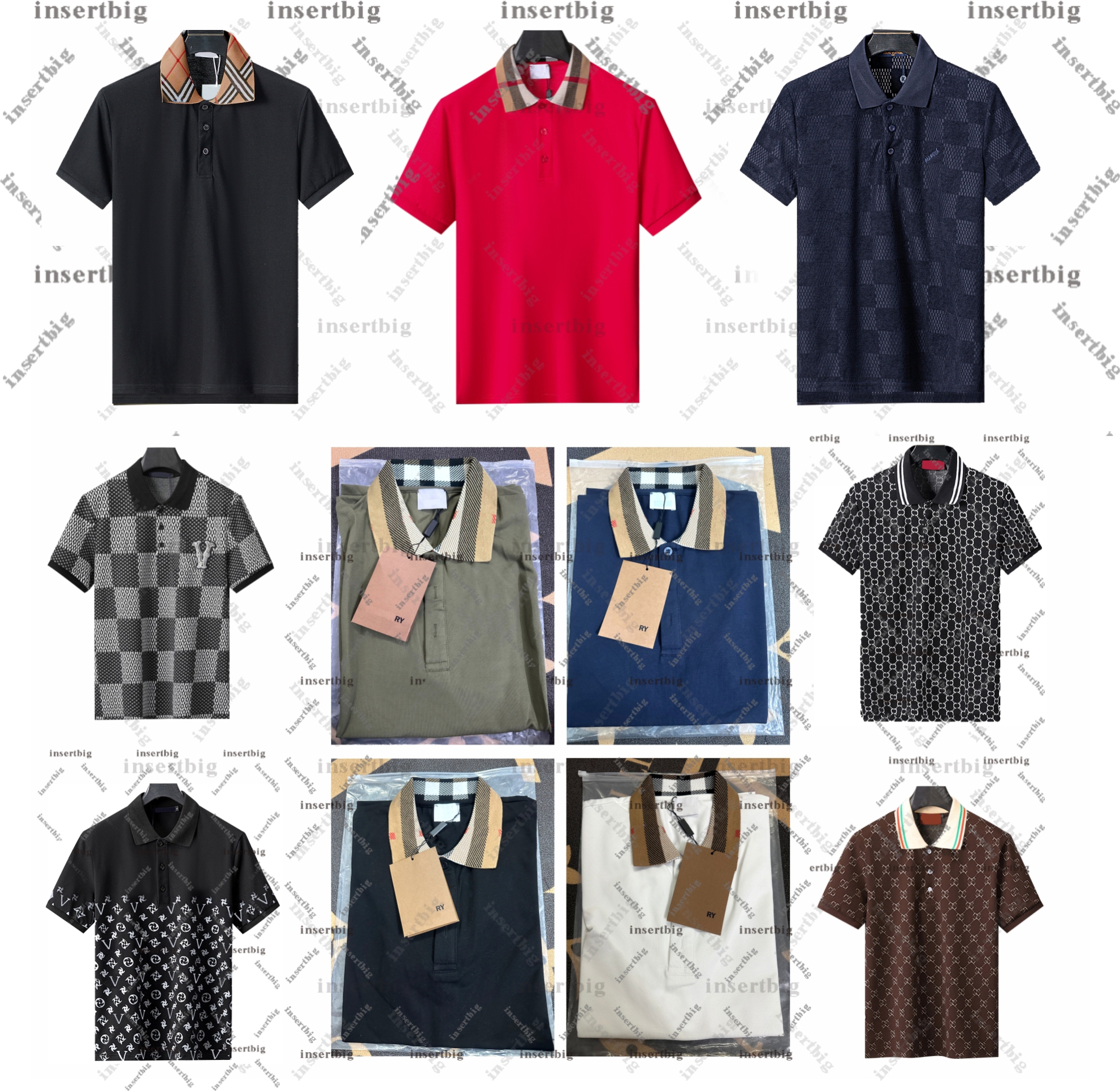 New Designer Polo shirt Fashion Casual Mens Polos Collar Colorful Contrast Short Sleeve 100% Cotton 66
