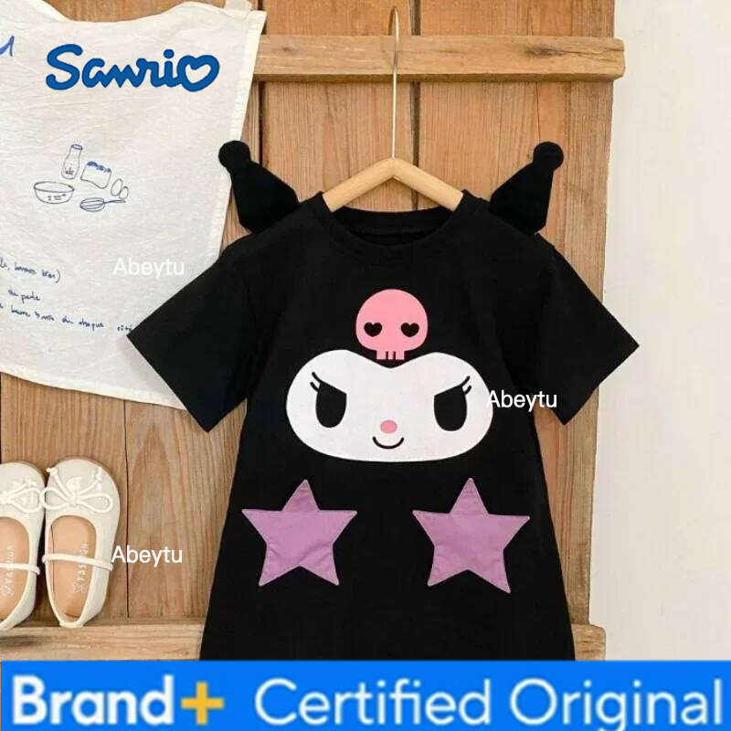 Sanrio Summer Baby Girl Short Sleeve Toddler Dress Cute Kuromi Print Kids Vestidos Cartoon Newborn Dresses Clothing 0-8 Years H260120