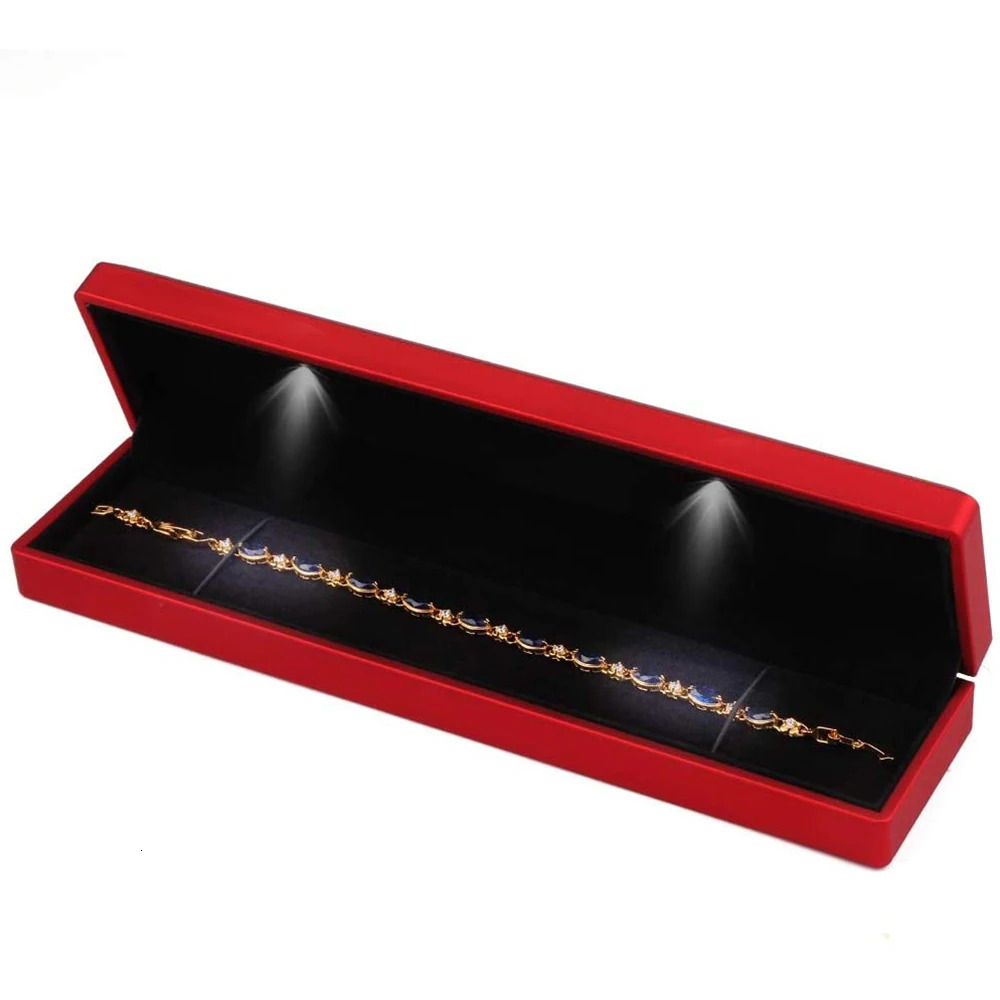 LED Necklace Jewelry Box with Light Long Chain Bracelet Storage Display Case For Wedding Anniversary Engagement Gifts Box 260119