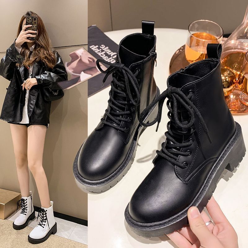 Winter Boots Female British Womens Shoes Thick Bottom Mid-calf Single Boots Thick Heeled Casual Ankle Boots for Women 251105