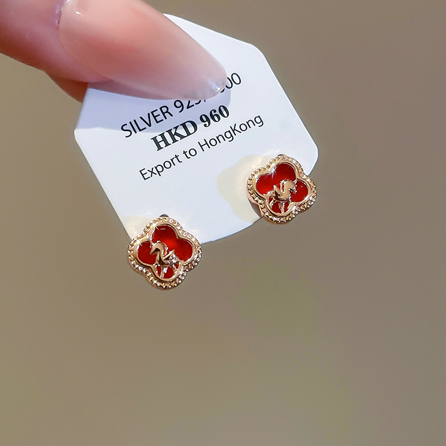Chinese Style Red Gourd for Women, Autumn and Winter Exquisite Small Micro Inlaid Zircon Earrings, Elegant Versatile New Earrings - view 5