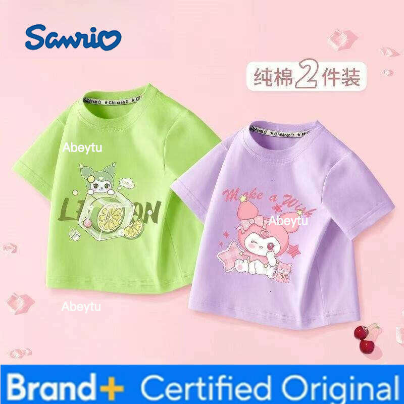 Sanrio 2PCS Baby Girls Cotton Top Kid My Melody Printed Children Autumn Fashion Short Sleeve T-shirt Boy Clothes H260120