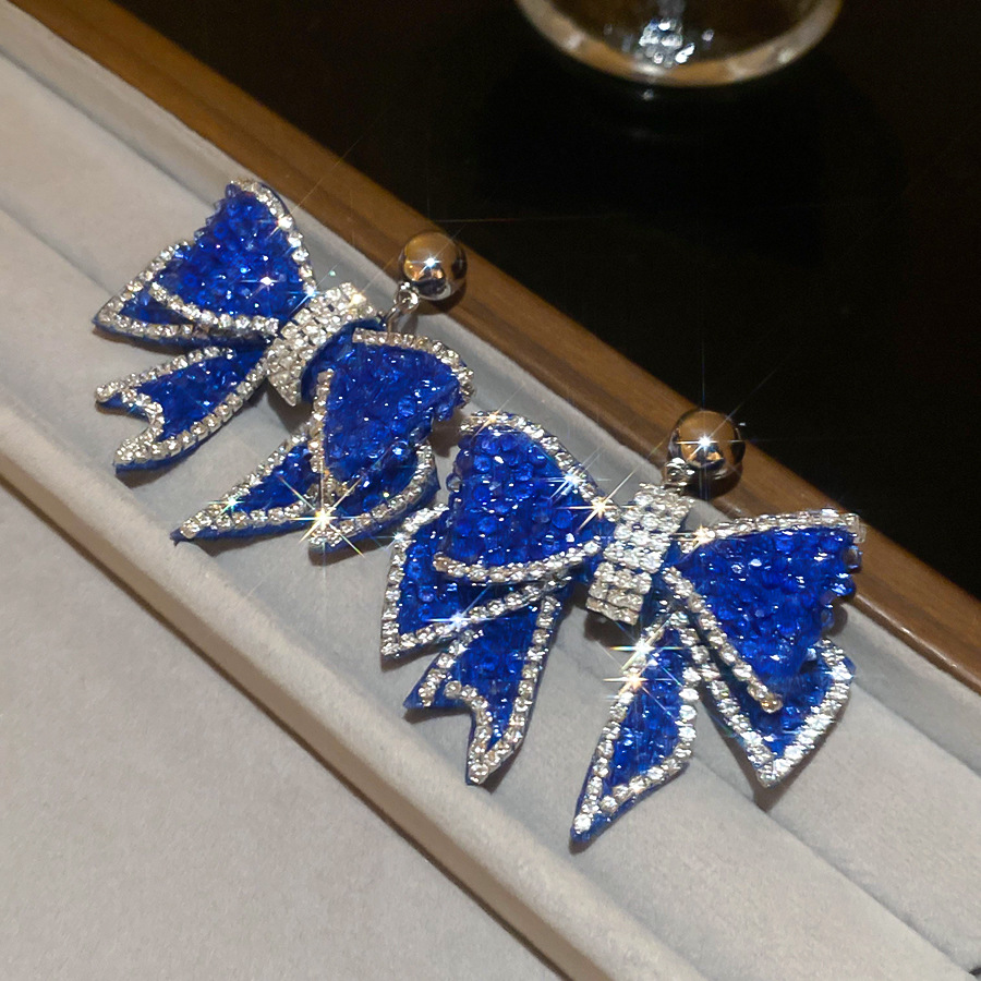 Silver Needle Inlaid Diamond Bowknot for Women, Unique Design, Elegant and Versatile Stud Earrings, High-end Luxury Earrings Wholesale - view 6