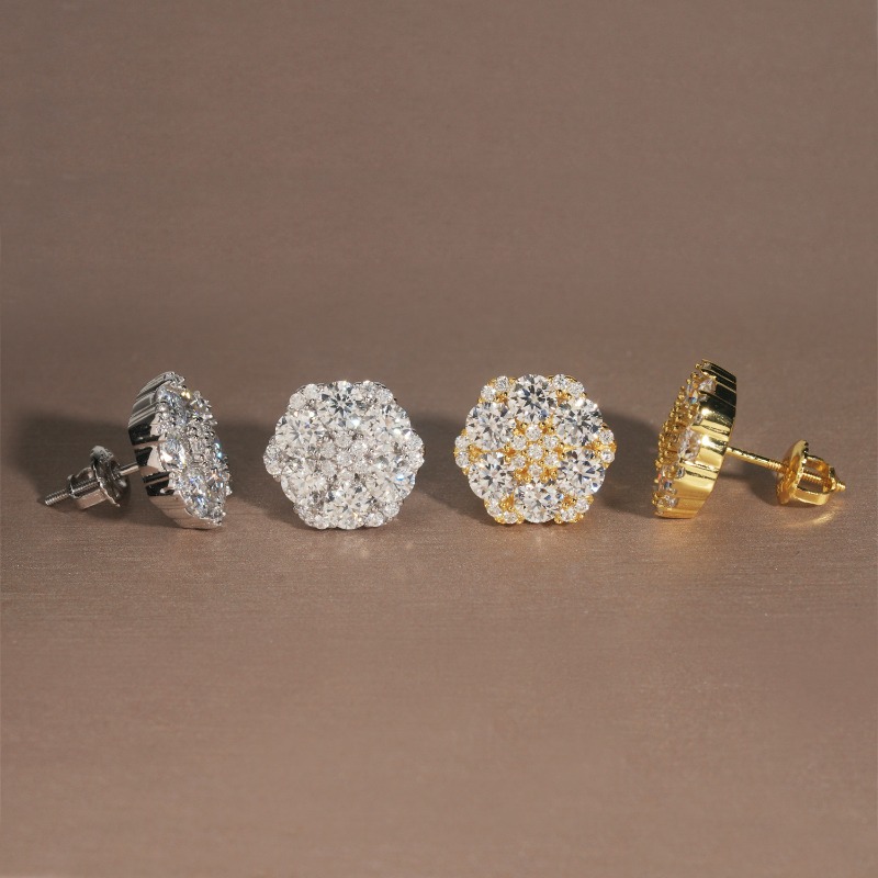 Jewelry Earrings S925 Silver Moissanite Flower Iced Out Stud Earrings for Women Men Designer Hip Hop Luxury Jewelry - view 4