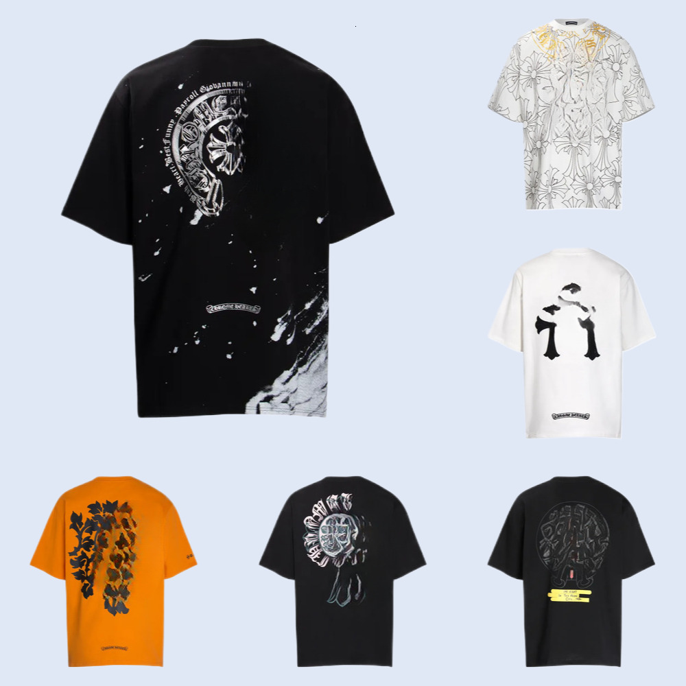 Chrome Sanskrit T-Shirt Fashion Designer Men Ch Women Heats Printed Cotton Casual Tees Short Sleeve Hip Hop Chrome Hoodie Lightweight 678