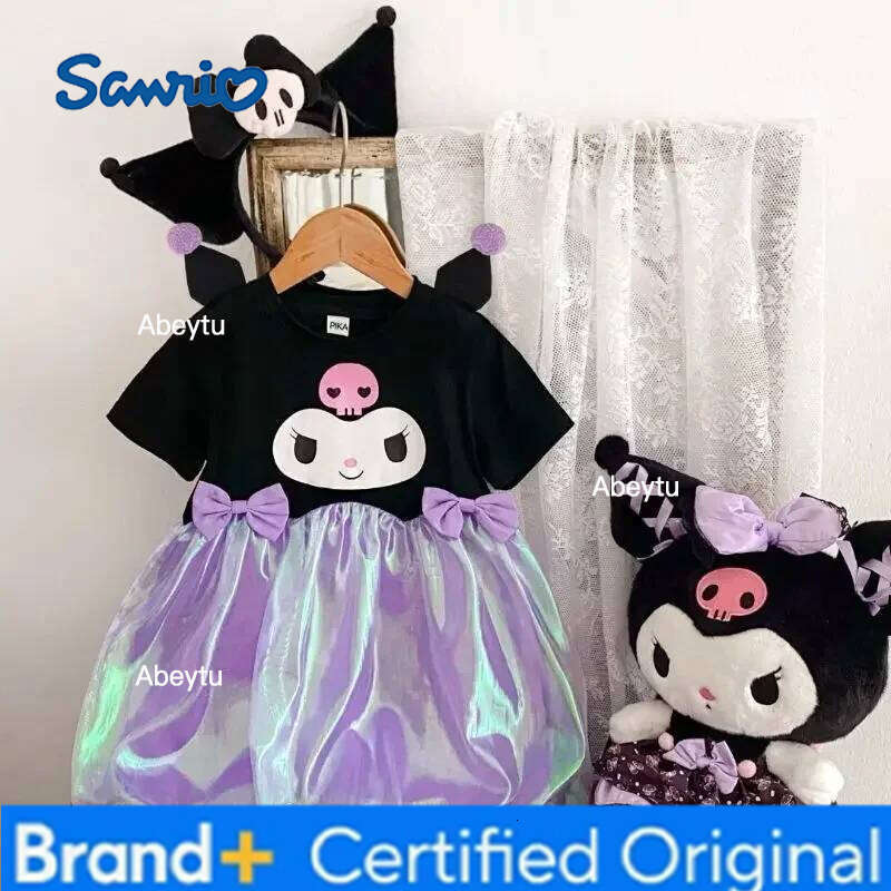 Sanrio hello kitty summer kuromi new girl dress short sleeve color polka-dot ice cream three-dimensional melody T-shirt skirt H260120