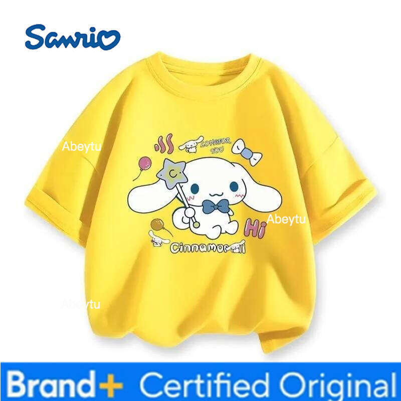 Sanrio Limited Time Special Offer New Cinnamoroll Kids T-shirt Crew Neck Loose Breathable Sweat-wicking Comfortable Tops H260120