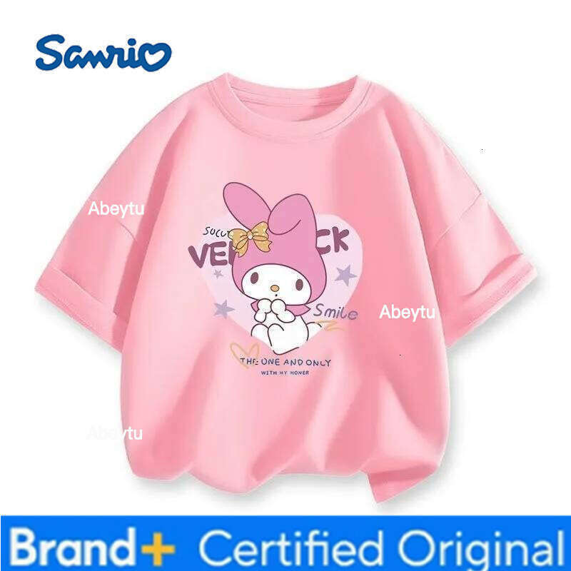 Sanrio Fashion My Melody & Kuromi Girls T-shirt Summer Breathable Skin-friendly Easy Care Comfortable Tops H260120