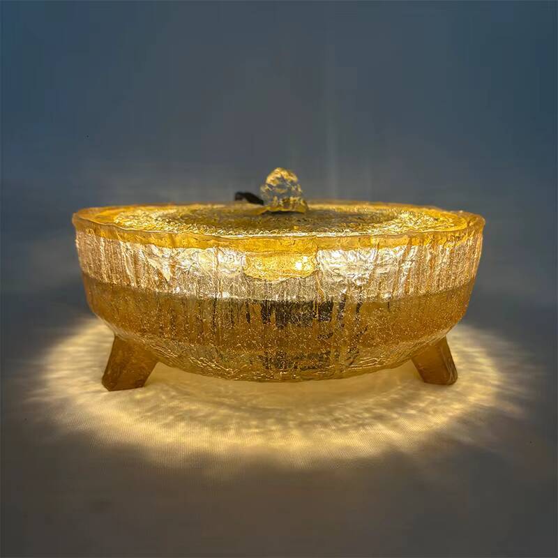 Dream Coffee Light Blue Cold White Crystal Lamp Transparent Desktop Water Feature Fountain