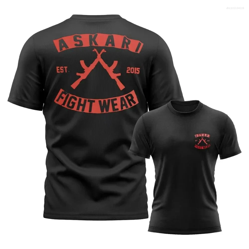 Men's T Shirts Askari Boxing Fighting T-Shirt Summer Sports Fitness Breathable Round Neck Short Sleeve Top For Outdoor Training