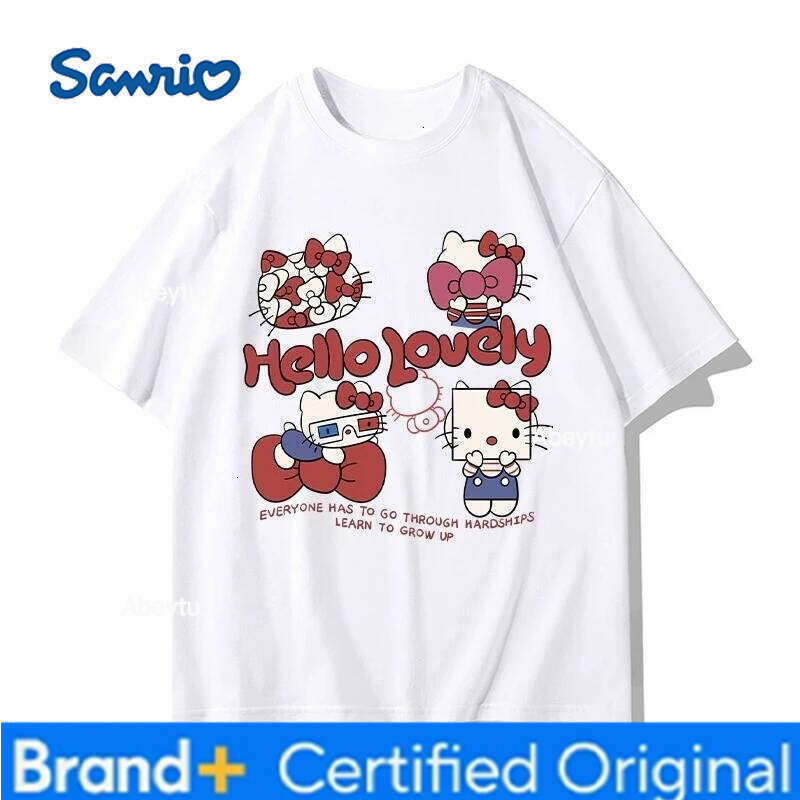 Sanrio Miniso Men's & Women's Tops Hello Kitty Cartoon Print Summer Style Short-Sleeve Casual T-Shirt H260120