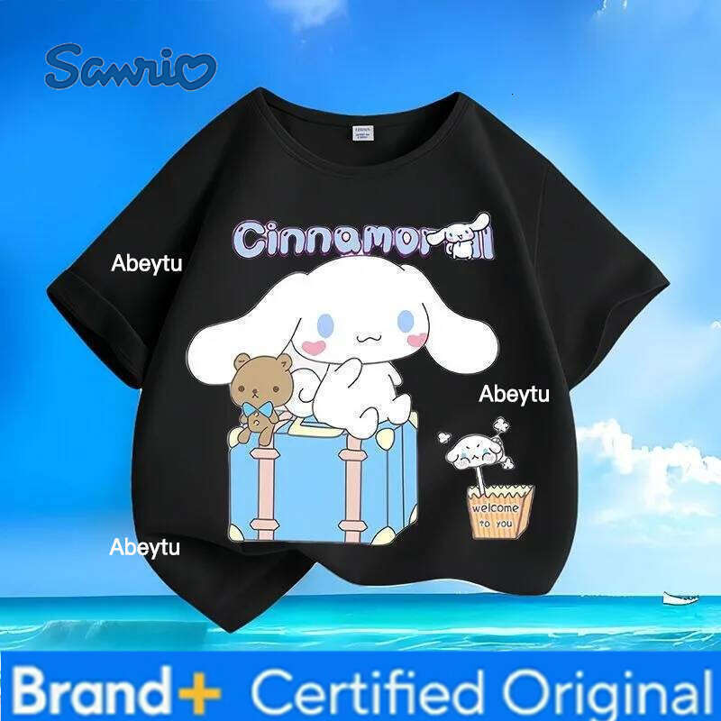 Sanrio Cinnamoroll Print Kids T-shirt Limited Time Hot Sale Summer New Arrival Crew Neck Versatile Skin-friendly Breathable Tops H260120