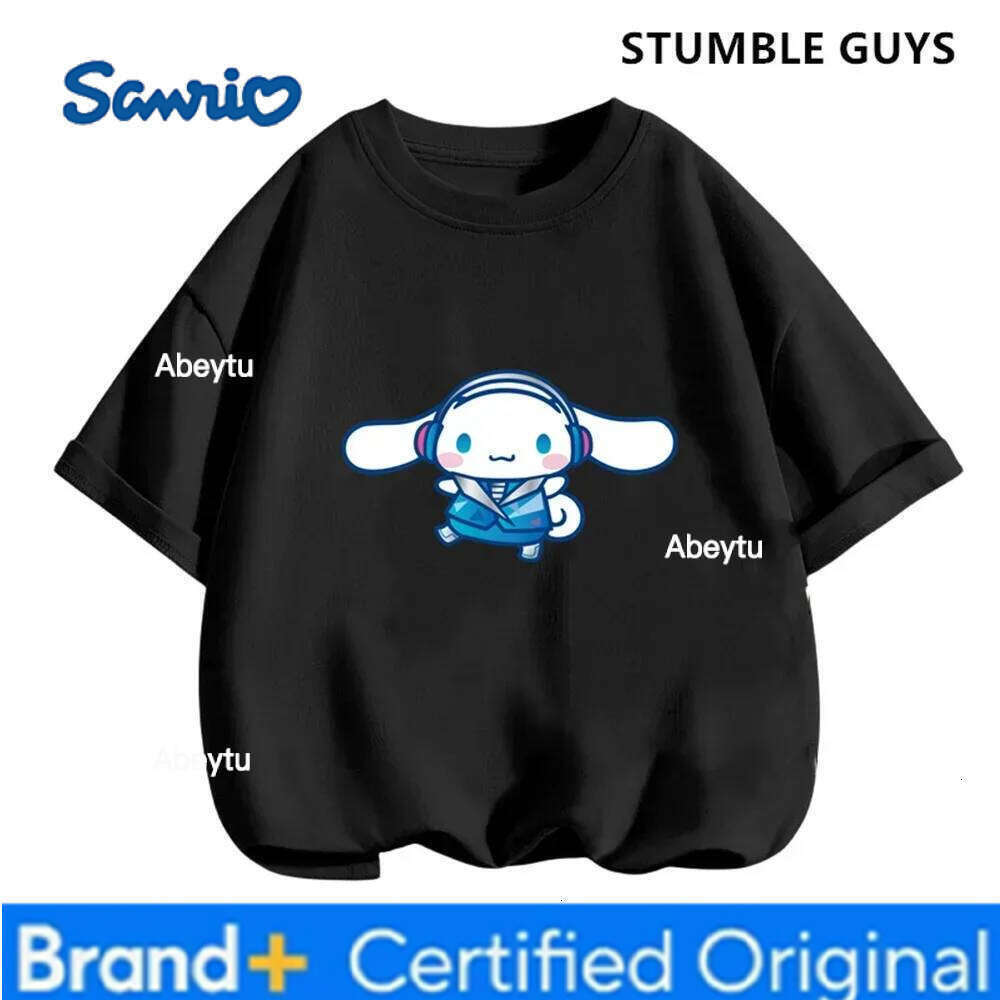 Sanrio 2024 New MINISO Cinnamoroll Children's Clothing Girls Summer Boys Short-sleeved Cartoon T-shirt Baby Trucksuit H260120