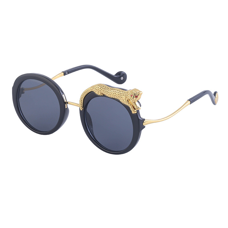 Luxury Brand Designer Sunglasses Steampunk Leopard Sunglae For Women, European And American Style, Unique Round Frame Sunglae, Cro-Border Outdoor Stre
