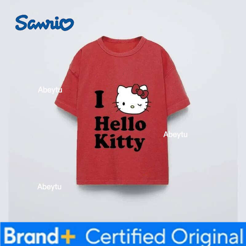 Sanrio 2025 Suit New Summer Cotton Hello Kitty Children's Short-sleeved Clothes Thin Half-sleeve Top Casual Clothing H260120