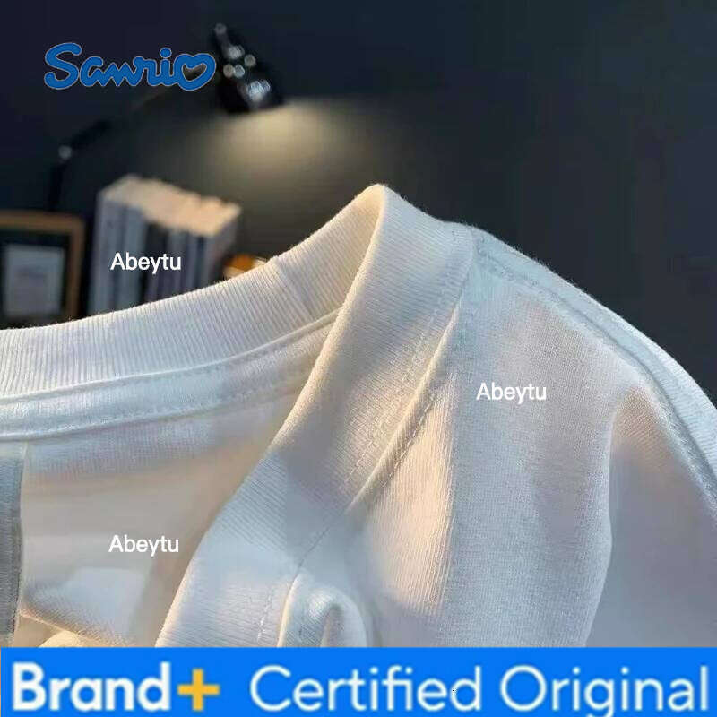 Sanrio MINISO Super Cute Hello Kitty Women's Summer T-shirt Y2K Retro Loose Casual Short-sleeved Kaway Tops H260120