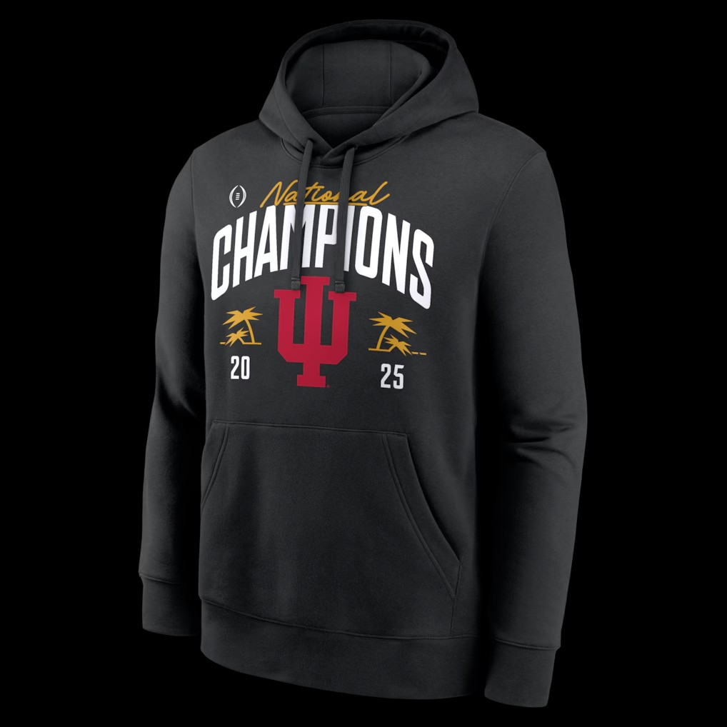 Indiana Hoosiers College Football Playoff 2025 National Champions Locker Room Replica Hoodie T-shirt - Black