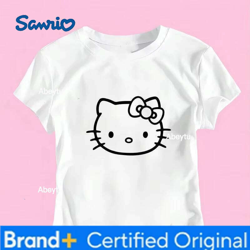 Sanrio 2025Autumn New Anime Hello Kitty Woman Sleeves Tops Cartoon Print Fashion T-Shirt Gothic Cute Short Sleeve Tee H260120
