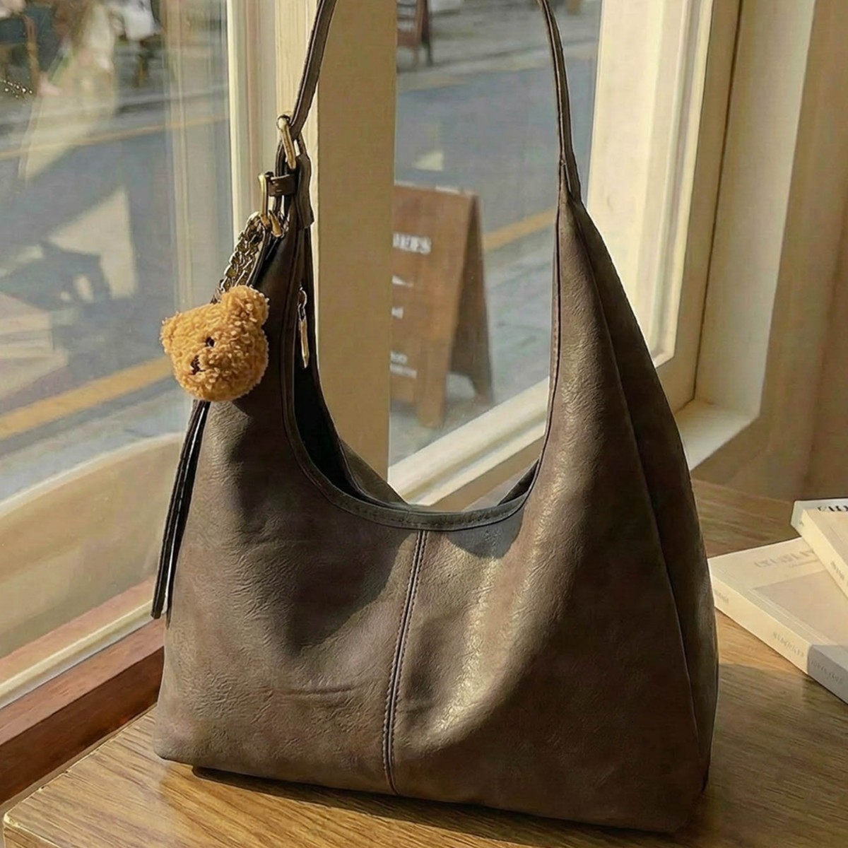 Retro large-capacity women's bag suede new style lazy style commuting single-shoulder underarm bag casual crossbody tote bag 241114