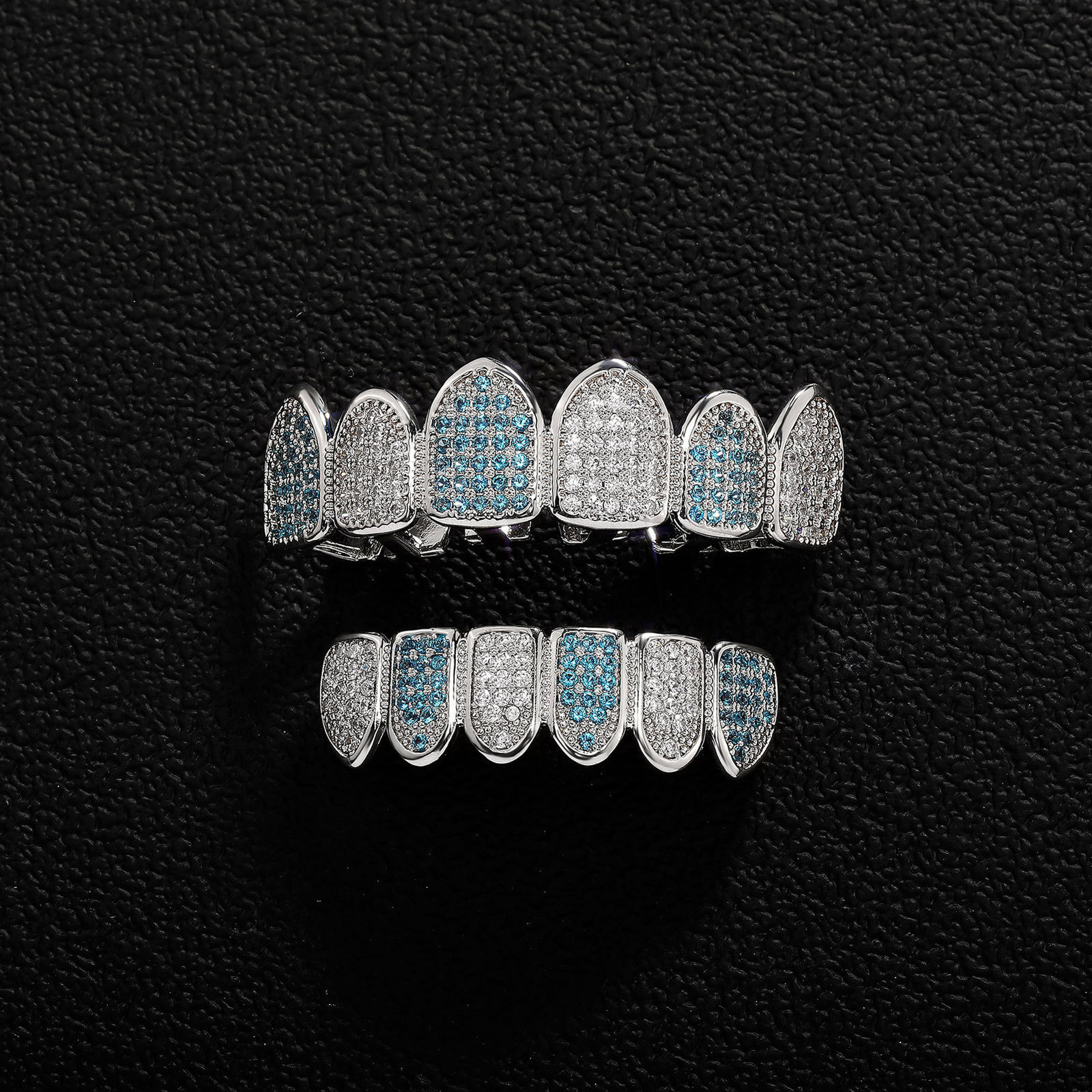 Full Diamond Plated Real Gold Zircon Teeth Brace TEMU Halloween Fangs Hip Hop Teeth Brace