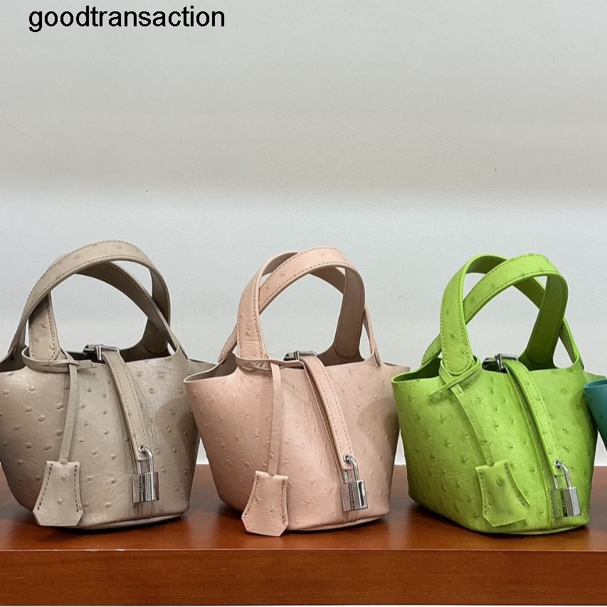 Top Quality Designer Bags Super Cute Mini Ostrich Grain Leather Basket Bag Genuine Leather Handbag Fashion Mini Small Bag High-end Womens Bag