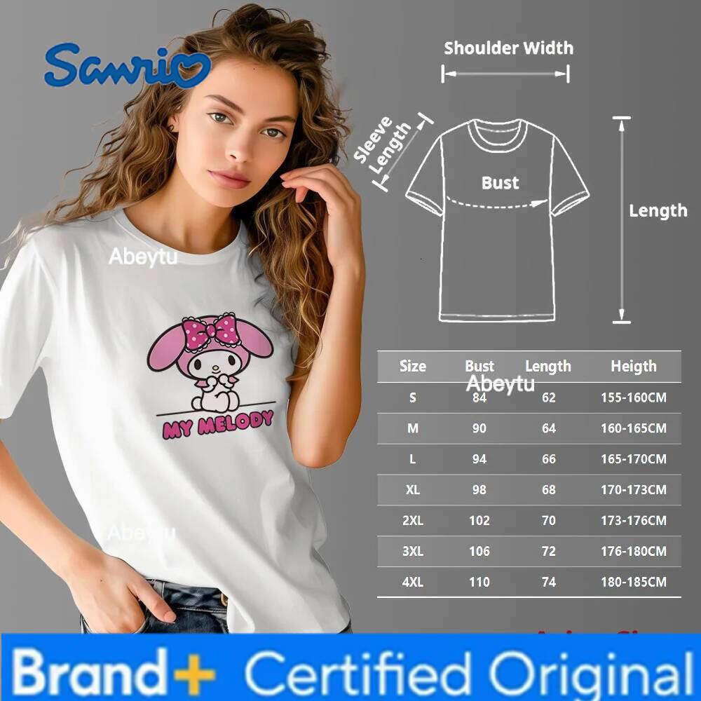 Sanrio Cute My Melody Graphic Print T-Shirt & Tee Top - Soft Breathable Quick Dry Round Neck Short Sleeve Unisex Casual Clothing H260120
