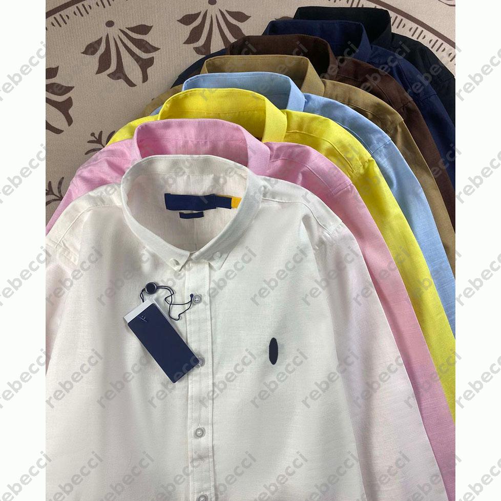 designer button up shirts Embroidered cotton long sleeved polo shirt fashion Linen men dress shirt Turn-down collar autumn womens Sunscreen tops-8 CSD2508222
